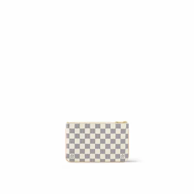 Pochette mit doppeltem Reißverschluss Damier Azur Canvas in Geldbörsen und Kleinlederwaren für Damen Alle Geldbörsen und Kleinlederwaren