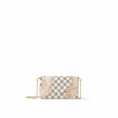 Félicie Pochette Damier Azur Canvas in Damenbrieftaschen und Kleinlederwaren-Geldbörsen mit Kette und Riemen
