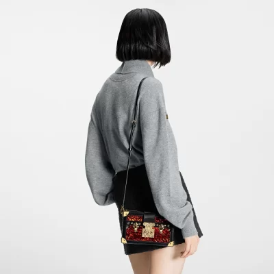 Petite Malle Bag Fashion Leder in Damenhandtaschen Schultertaschen und Umhängetaschen