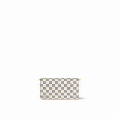 Pochette Félicie Damier Azur Canvas in Damenbrieftaschen und Kleinlederwaren-Geldbörsen mit Kette und Riemen